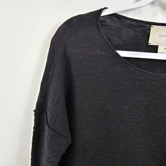 Brochu Walker Cotton/Linen Blend Round Neck Sweater in Charcoal - Size P - Picture 3 of 10